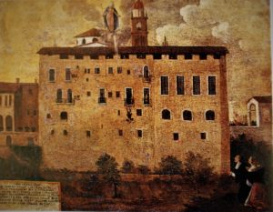 Quadro "Alessandro Gobbati caduto dal poggiolo del convento" conservato nel museo degli ex voto a Monte Berico